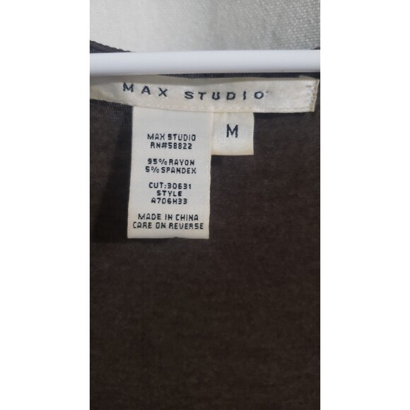 Max Studio Women's Medium Y2K Babydoll V Neck Empire Waist Brown Tunic Dress - Picture 3 of 10